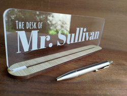 Desk Name Stand (Acrylic & Wood) -  Personalisable Desk Name Stand (Acrylic & Wood) -  Personalisable