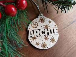 Christmas Ornament (Wood) - Bubbly Name Snowflake - Personalisable