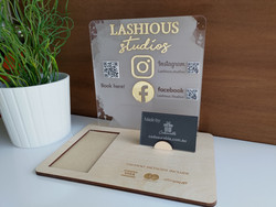 Social Media  & Square Terminal Holder Stand (Acrylic & Wood) -  Personalisable