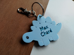 Bag Name Tag ( Acrylic) - Personalisable - Cute Stegosaurus Dinosaur
