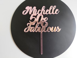 Cake Topper (Acrylic) - Name, Age & Fabulous