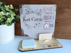 Logo Display Social Media & Square Reader Holder Stand (Wood & Acrylic) -  Personalisable