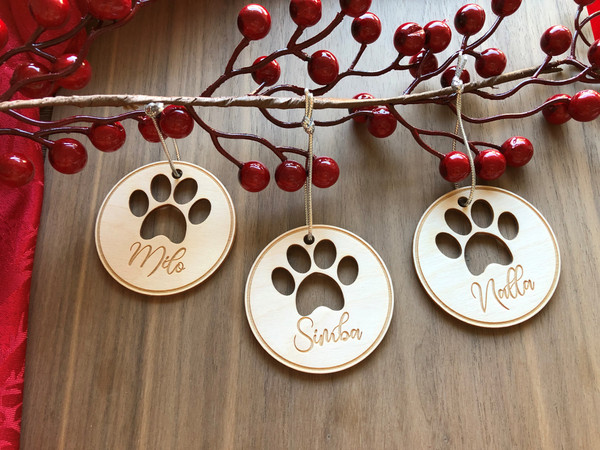 Christmas Pet Ornament (Wood) - Paw Power Solid - Personalisable