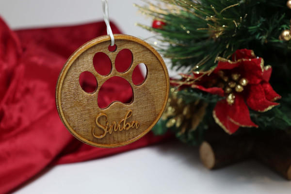 Christmas Pet Ornament (Wood) - Paw Power Engraved - Personalisable
