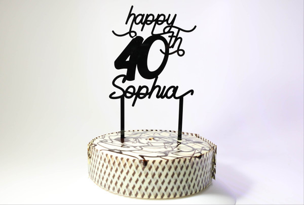Cake Topper (Acrylic) - Happy Birthday Age and Name - Personalisable