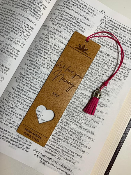 Bookmark (Wood) - We Love You -  Personalisable