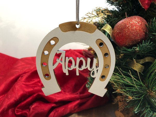 Christmas Pet Ornament (Wood) - Horse Shoe - Personalisable
