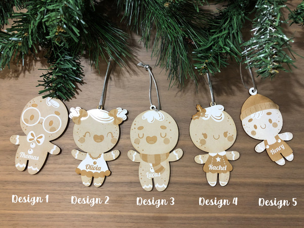 Happy Gingerbread Christmas Ornament (Wood) - Personalisable