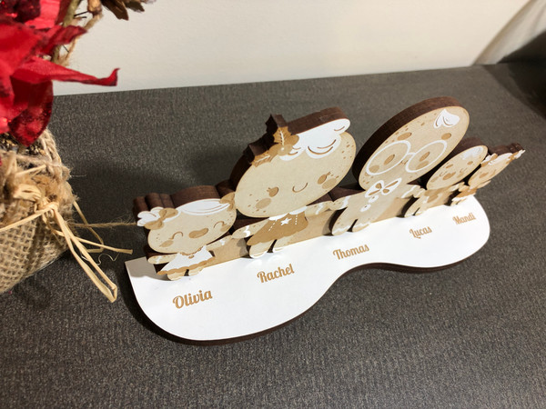 Gingerbread Family Christmas Stand (Wood) - Personalisable