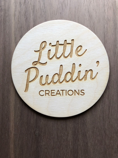 Engraved Business Logo Disc Sign - Flatlay Option - (Wood) -  Personalisable