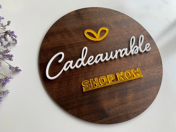 3D Business Logo Disc Sign - Flatlay Option - (Wood & Acrylic ) -  Personalisable