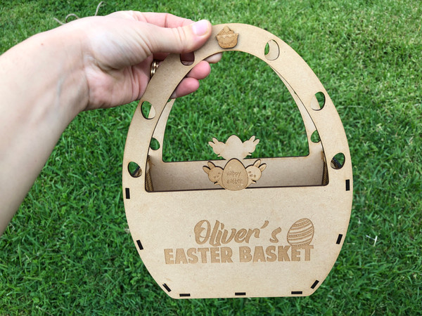 Easter Accessories (Wood) - Large Egg Basket - Personalisable