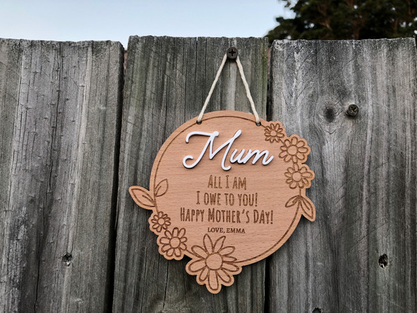 Floral Mother's Day Sign (Wood) - Personalisable