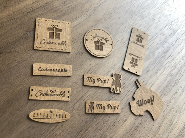Custom Size Engraved Labels (Washable Paper Fabric/Vegan Faux Leather)
