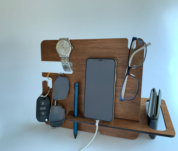 Bedside Docking Station / Phone & Accessories Night Stand (Wood) - Window Design