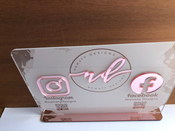 Business Social Media Plaque & Logo (All Acrylic) -  Personalisable