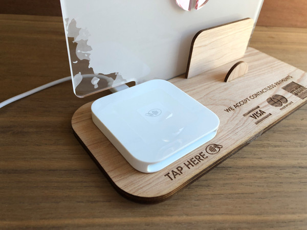 Social Media  & Square Reader Holder Stand (Acrylic & Wood) -  Personalisable