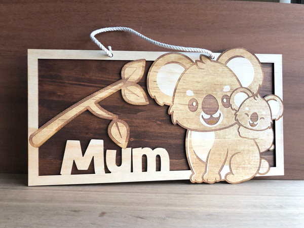 Sweet Koala Family Name Sign (Wood) - Personalisable