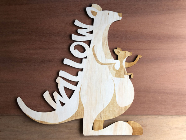 Kangaroo Name Sign (Wood) - Personalisable