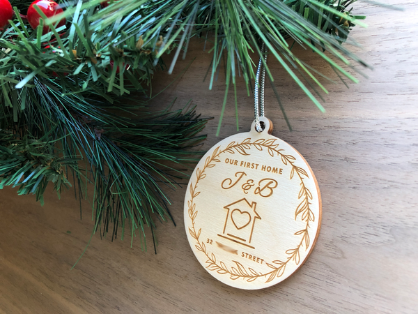 Christmas Ornament (Wood) - Our First Home - Personalisable