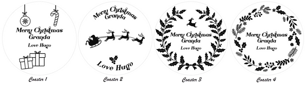Christmas Coasters Set (Wood) - Personalisable