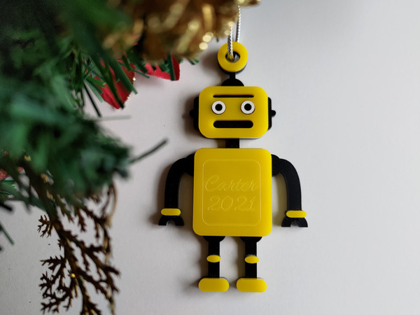 Multilayered Christmas Ornament (Acrylic) - Robot Buddy - Personalisable