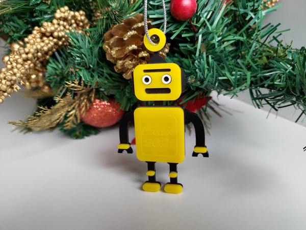 Multilayered Christmas Ornament (Acrylic) - Robot Buddy - Personalisable