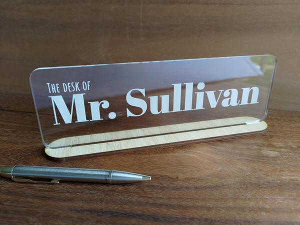 Desk Name Stand (Acrylic & Wood) -  Personalisable