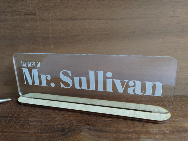 Desk Name Stand (Acrylic & Wood) -  Personalisable