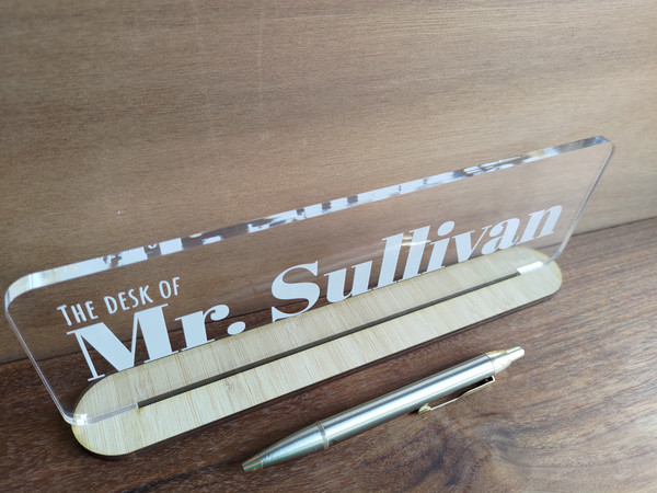 Desk Name Stand (Acrylic & Wood) -  Personalisable