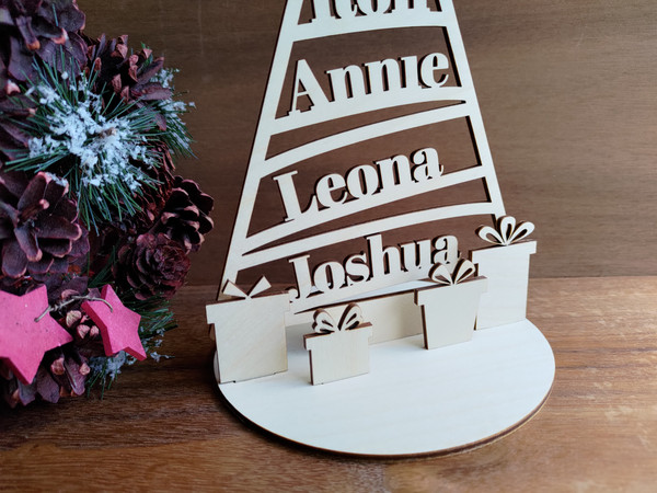 Family Names Christmas Tree (Wood) - Personalisable