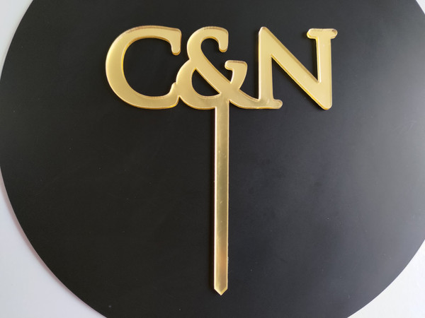 Cake Topper (Acrylic) - Elegant Initials