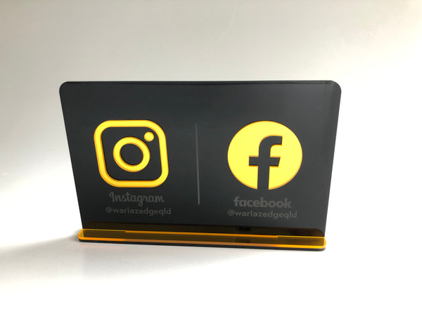Black Twin Business Social Media Plaque (Acrylic) -  Personalisable