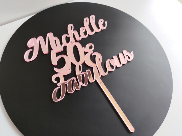 Cake Topper (Acrylic) - Name, Age & Fabulous