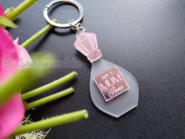 Keyring (Acrylic) - No. 1 Mum Perfume Bottle (Personalisable)