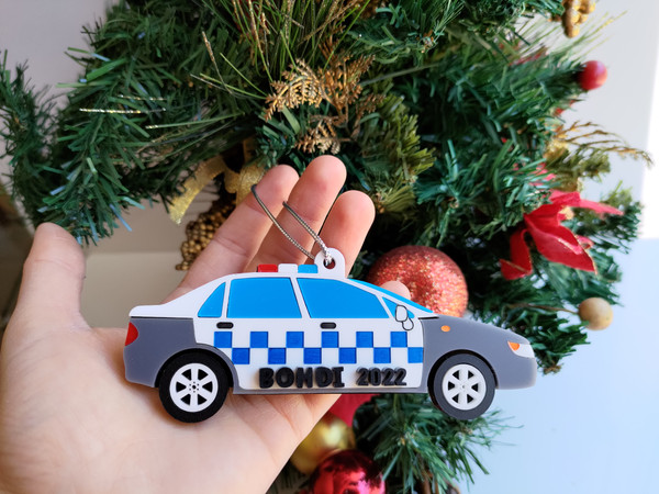 Multilayered Christmas Ornament (Acrylic) - Police Car - Personalisable