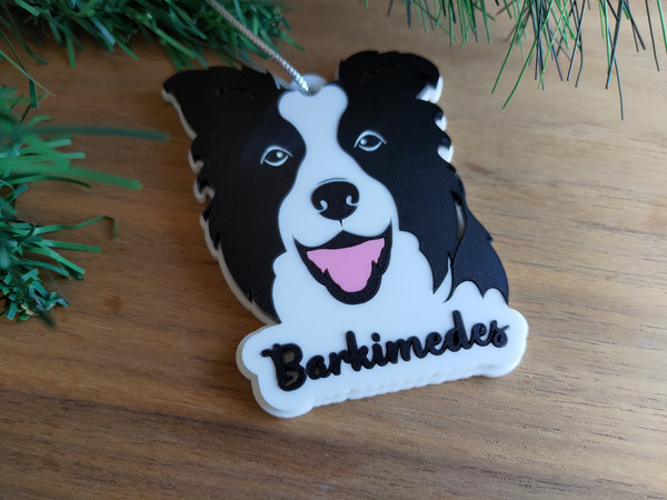 Multilayered Christmas Pet Ornament (Acrylic) - Border Collie - Personalisable