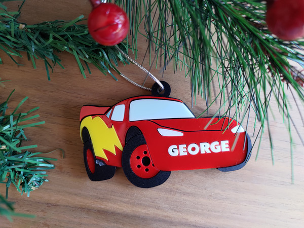 Multilayered Christmas Ornament/Bag Tag (Acrylic) - Race Car - Personalisable