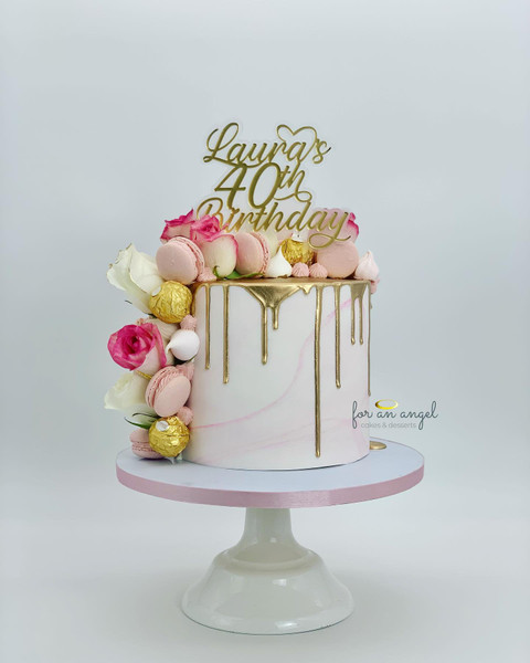 Cake Topper (Acrylic) - Name 40th Birthday - Double-layered