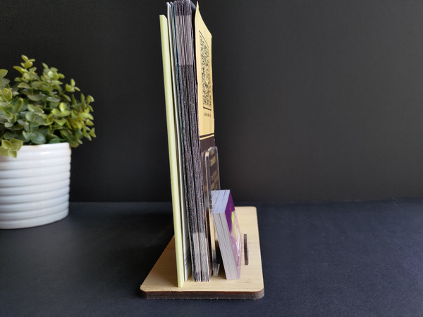 Brochure/Flyer Holder Stand with 3D Acrylic Logo and QR Codes (Wood & Acrylic) - Personalisable