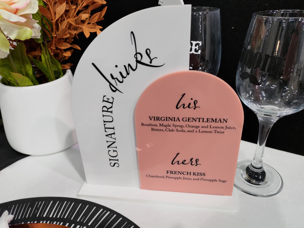 Drinks Menu Sign (Acrylic) - Standing Double Arch