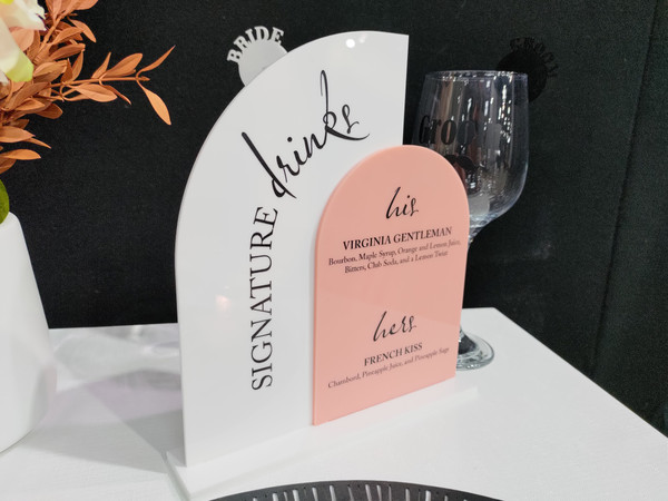 Drinks Menu Sign (Acrylic) - Standing Double Arch