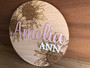 Round Name Sign - Sunflower (Wood & Acrylic) - Personalisable