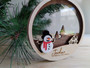 Multilayered Christmas Ornament (Wood & Acrylic) - Snowman Christmas Village- Personalisable