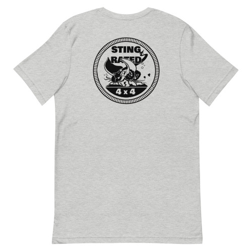 Back of Gray Sting-Rated Back Short-Sleeve Unisex T-Shirt