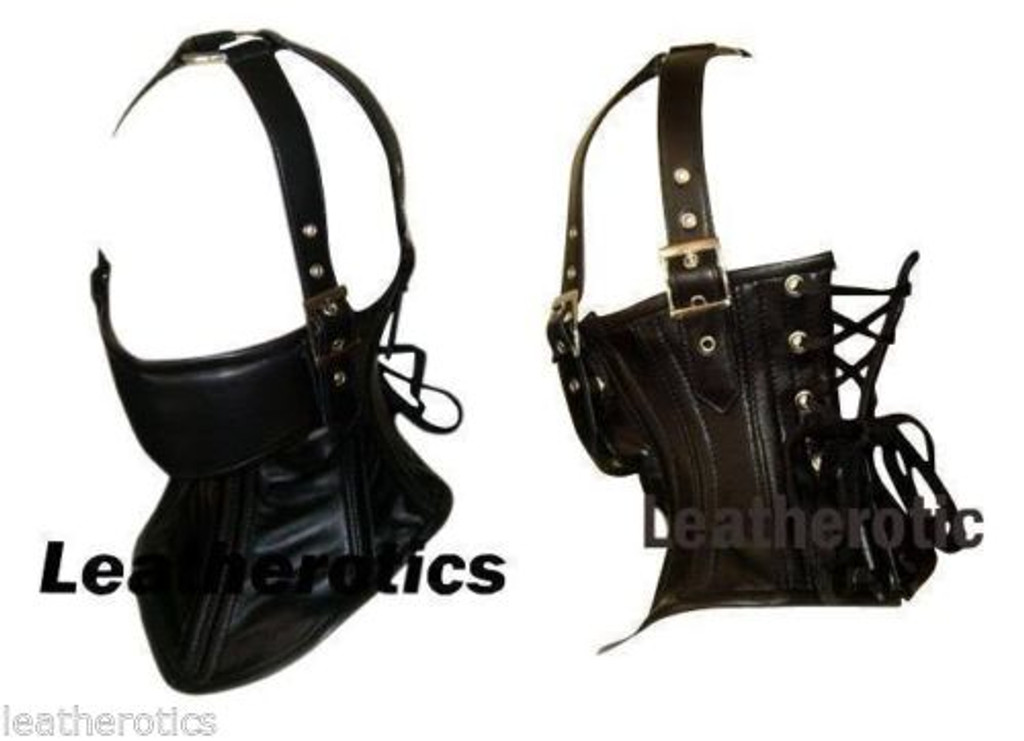 Leather neck corset in black