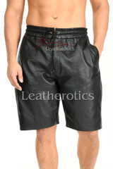 Perforated Leather Shorts for Men - front 3