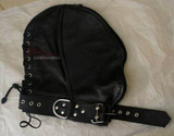 Black Real Leather Double Open Chin Mask Gimp DB Black Real Leather Double Open Chin Mask Gimp DB