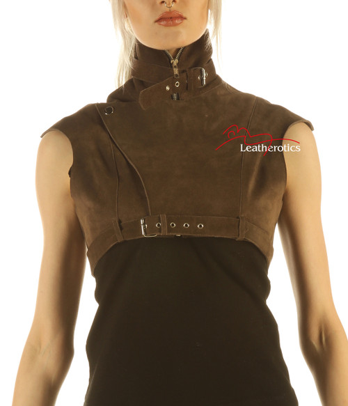 Suede Leather High Waisted Short Waist Coat image 2 Suede Leather High Waisted Short Waist Coat image 2