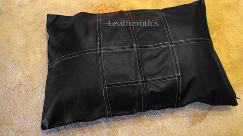 Panelled Leather Pillow Cover Panelled Leather Pillow Cover